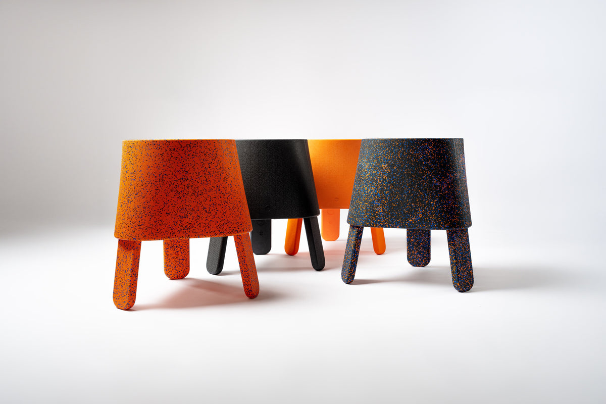 AYTO in three colours side by side – Orange Mix, Black and Black Mix – front view in the studio
